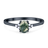 Art Deco Oval Natural Stone Wedding Ring