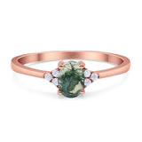 Art Deco Oval Natural Stone Wedding Ring