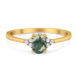 Art Deco Oval Natural Stone Wedding Ring