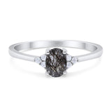 Art Deco Oval Natural Stone Wedding Ring