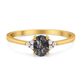 Art Deco Oval Natural Stone Wedding Ring