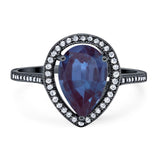 Art Deco Pear Natural Stone Wedding Ring