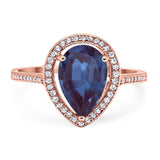 Art Deco Pear Natural Stone Wedding Ring