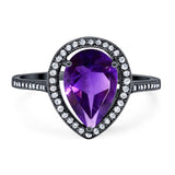 Art Deco Pear Natural Stone Wedding Ring