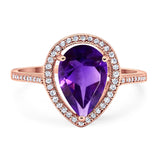 Art Deco Pear Natural Stone Wedding Ring