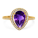 Art Deco Pear Natural Stone Wedding Ring