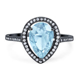 Art Deco Pear Natural Stone Wedding Ring