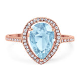 Art Deco Pear Natural Stone Wedding Ring