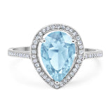 Art Deco Pear Natural Stone Wedding Ring