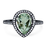 Art Deco Pear Natural Stone Wedding Ring