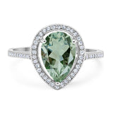 Art Deco Pear Natural Stone Wedding Ring