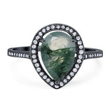 Art Deco Pear Natural Stone Wedding Ring