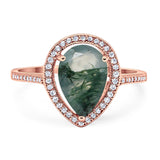 Art Deco Pear Natural Stone Wedding Ring