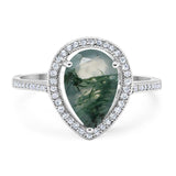 Art Deco Pear Natural Stone Wedding Ring