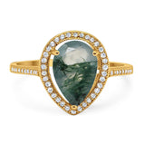 Art Deco Pear Natural Stone Wedding Ring