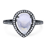 Art Deco Pear Natural Stone Wedding Ring