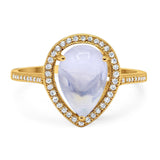 Art Deco Pear Natural Stone Wedding Ring