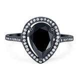 Art Deco Pear Natural Stone Wedding Ring