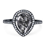 Art Deco Pear Natural Stone Wedding Ring