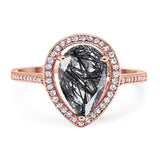 Art Deco Pear Natural Stone Wedding Ring