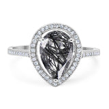 Art Deco Pear Natural Stone Wedding Ring