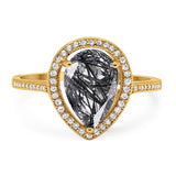 Art Deco Pear Natural Stone Wedding Ring