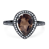 Art Deco Pear Natural Stone Wedding Ring