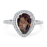 Art Deco Pear Natural Stone Wedding Ring