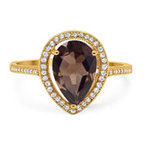 Art Deco Pear Natural Stone Wedding Ring