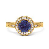 Vintage Style Halo Round Natural Stone Ring
