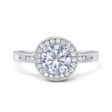 Vintage Style Round Moissanite Halo Ring 925 Sterling Silver