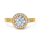 Vintage Style Halo Round Natural Stone Ring