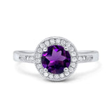 Vintage Style Halo Round Natural Stone Ring