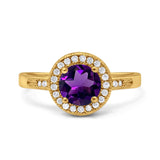 Vintage Style Halo Round Natural Stone Ring