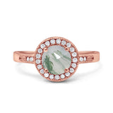 Vintage Style Halo Round Natural Stone Ring