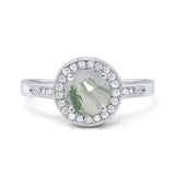 Vintage Style Halo Round Natural Stone Ring