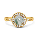 Vintage Style Halo Round Natural Stone Ring