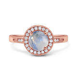 Vintage Style Halo Round Natural Stone Ring