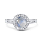 Vintage Style Halo Round Natural Stone Ring