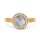 Vintage Style Halo Round Natural Stone Ring