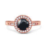 Vintage Style Halo Round Natural Stone Ring