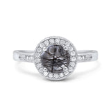 Vintage Style Halo Round Natural Stone Ring