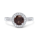 Vintage Style Halo Round Natural Stone Ring