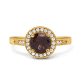 Vintage Style Halo Round Natural Stone Ring