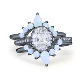 Three Piece Oval Natural Stone Chevron Ring