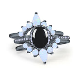 Three Piece Oval Natural Stone Chevron Ring
