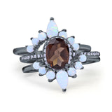 Three Piece Oval Natural Stone Chevron Ring