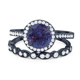 Two Piece Round Natural Stone Bridal Ring