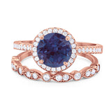 Two Piece Round Natural Stone Bridal Ring