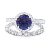 Two Piece Round Natural Stone Bridal Ring